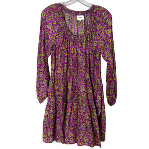 Xirena Dalyn Mini Dress Size XS Purple Amethyst Floral Off Shoulder Boho Peasant